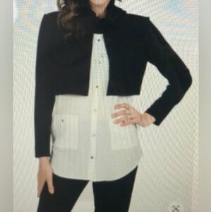 Scapa Lauren Perre Black/White Long Sleeve Turtleneck Button Front Tunic…